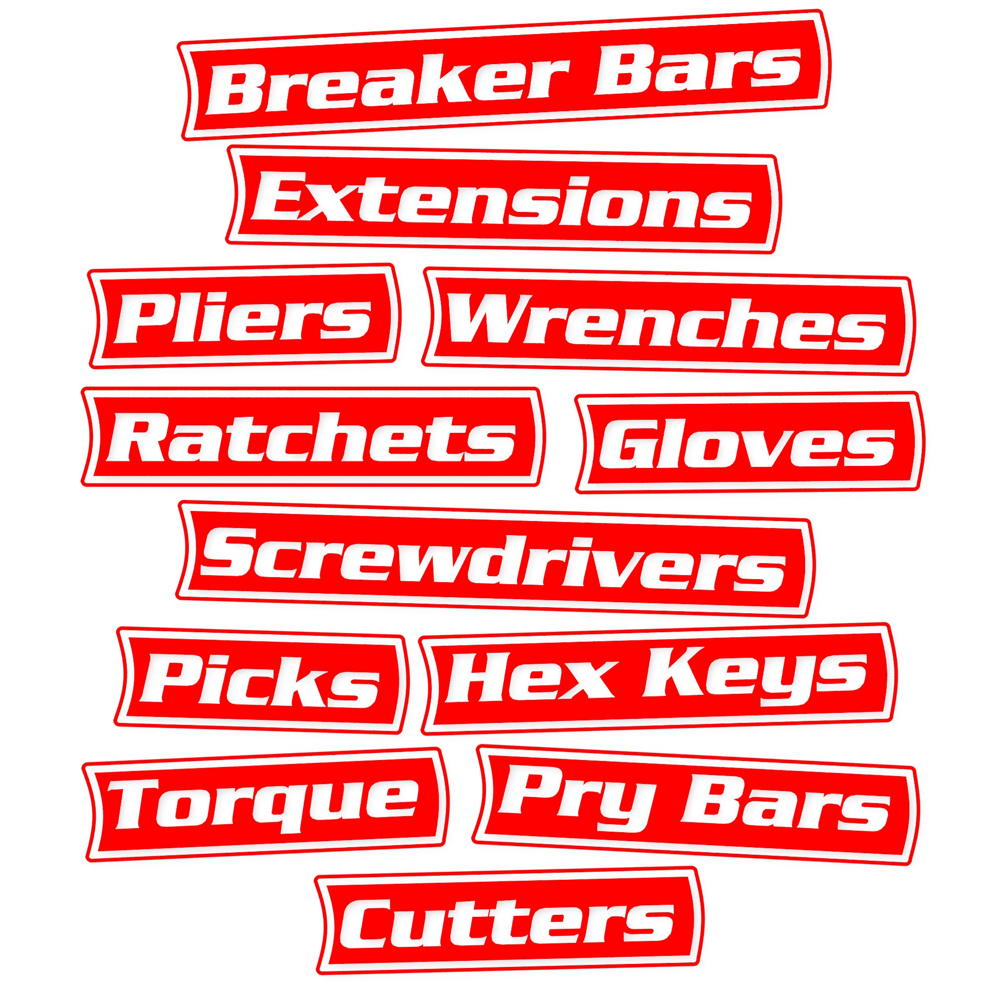 Automotive Hand Tools label pack in red