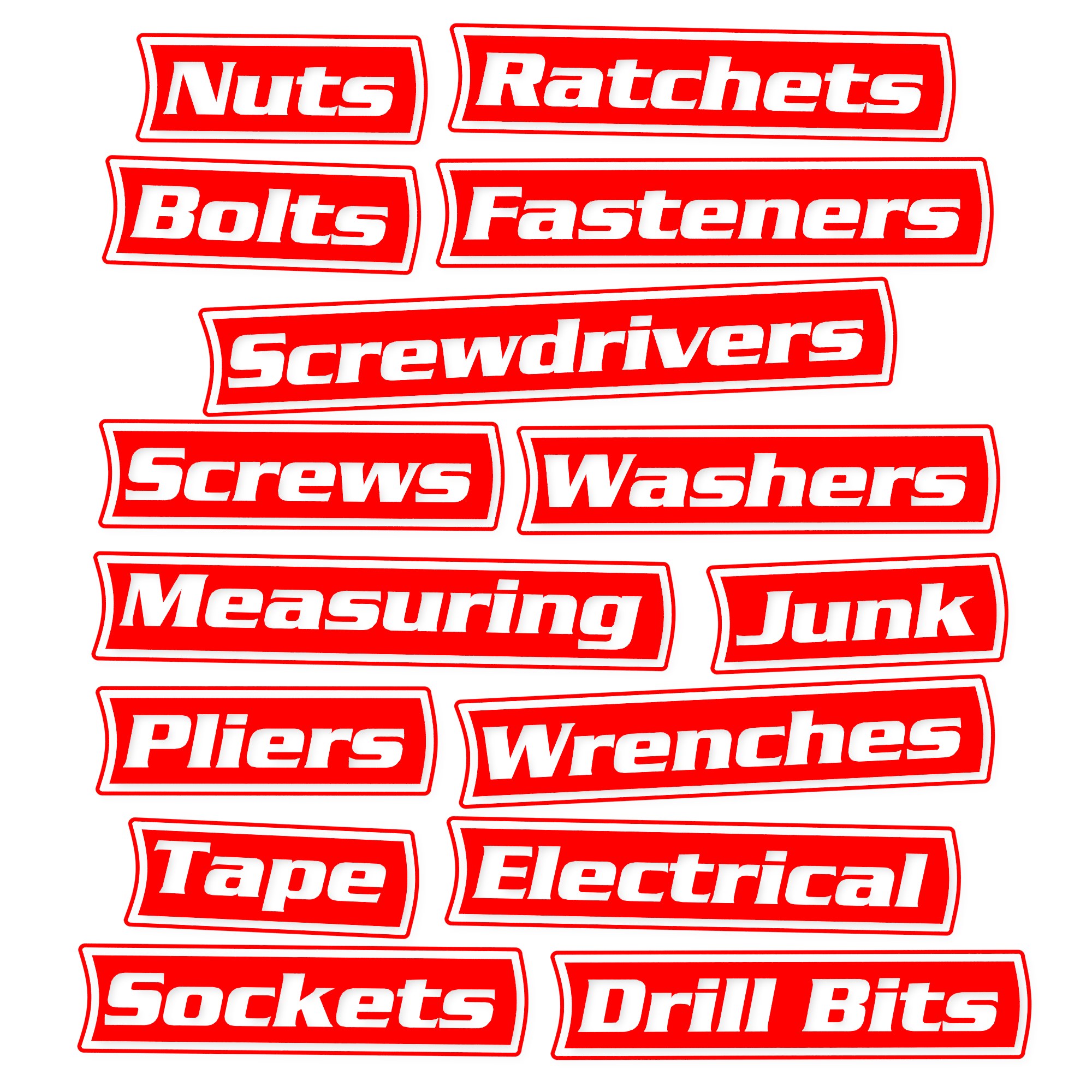 General Essentials label pack in red
