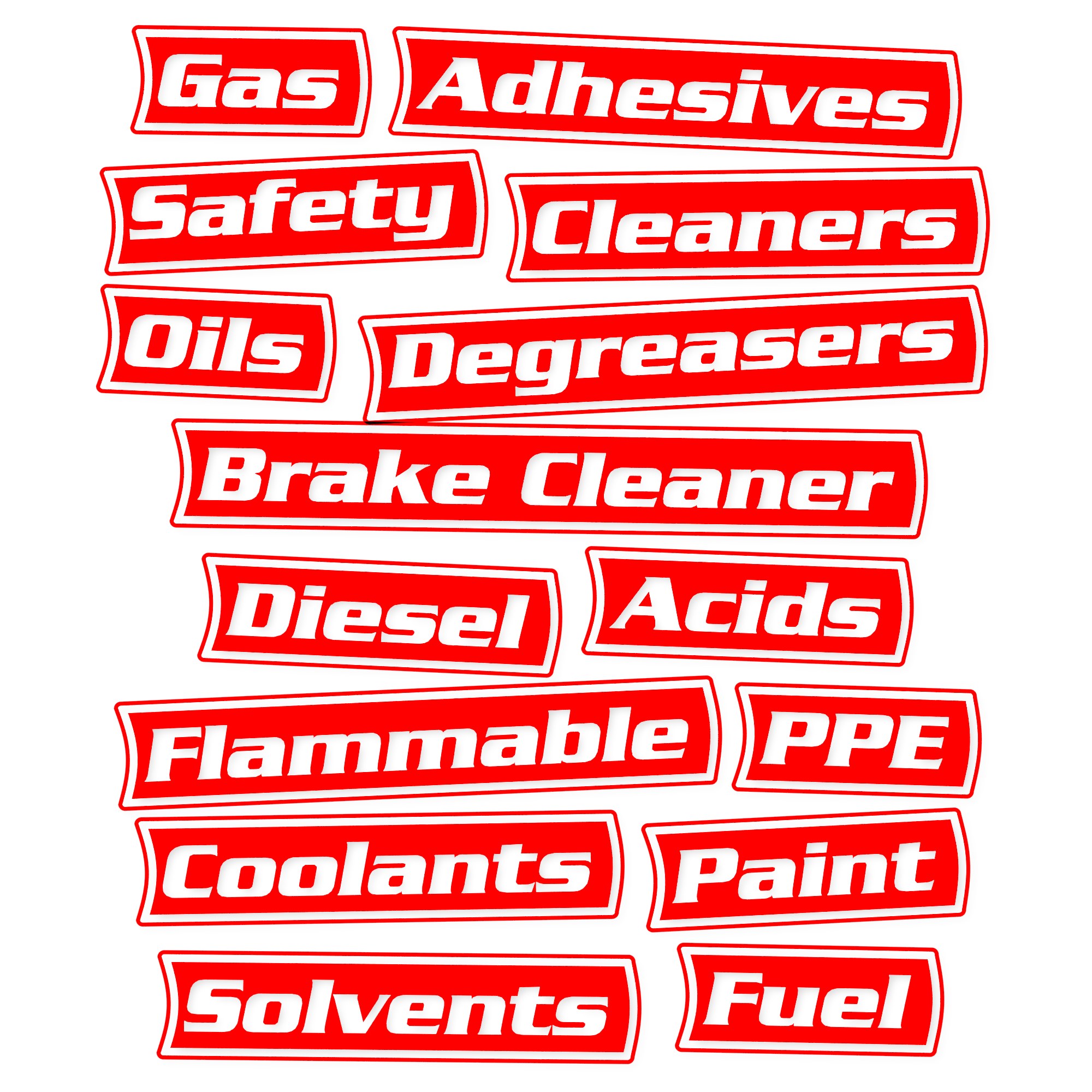 Hazmat & Shop Chemicals label pack in red